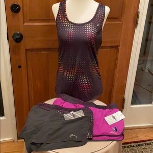 ASICS running tank & 2 shorts bundle